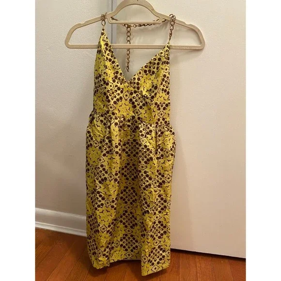 Milly | Dresses | Milly Of New York Silk Halter Dress Gold Chain Neck Size  6 | Poshmark